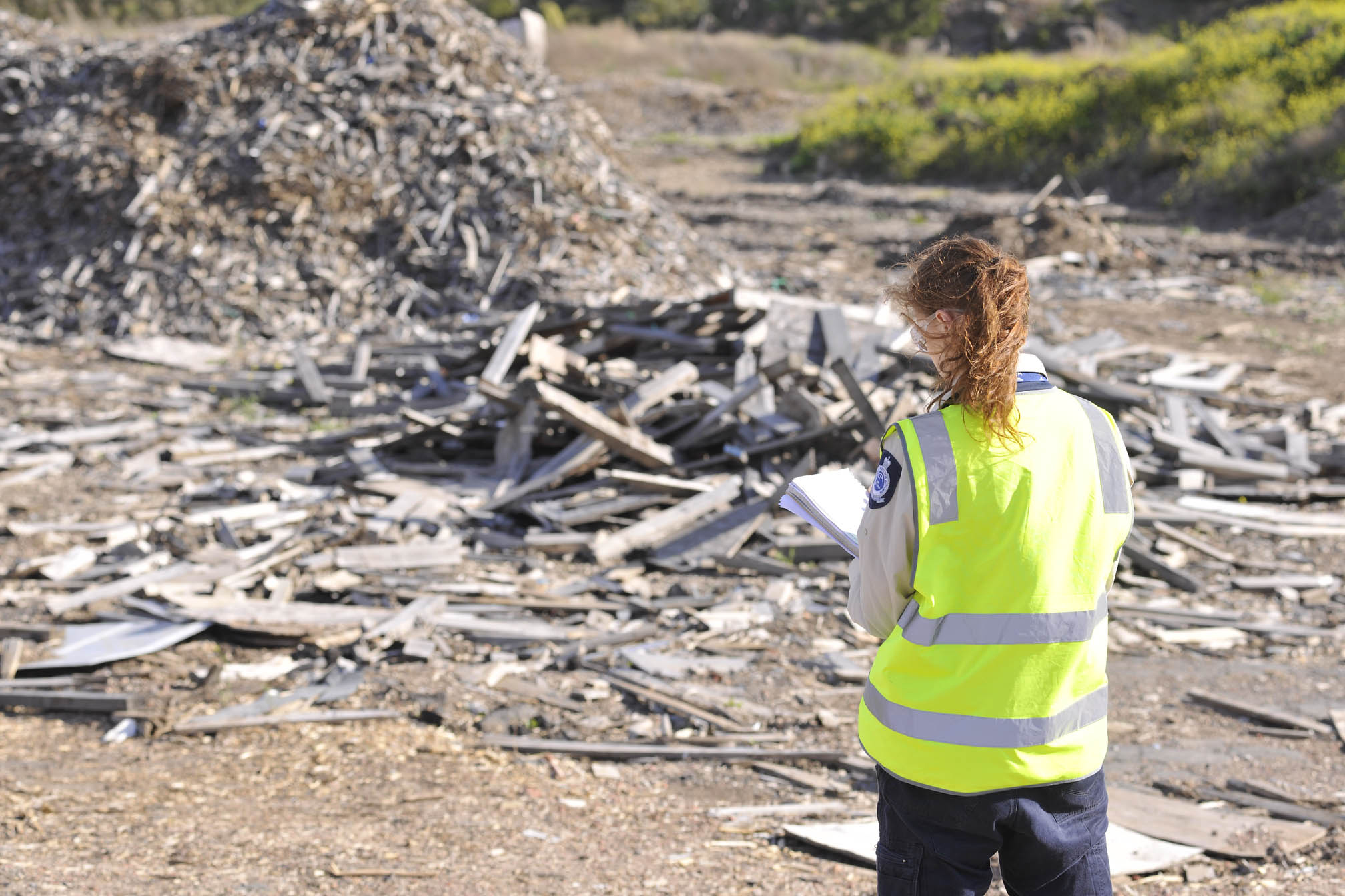 Environment Protection Authority Victoria worker inspecting a site. 