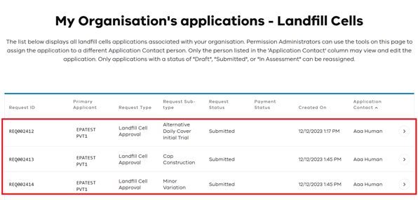 My organisations landfill cells applications