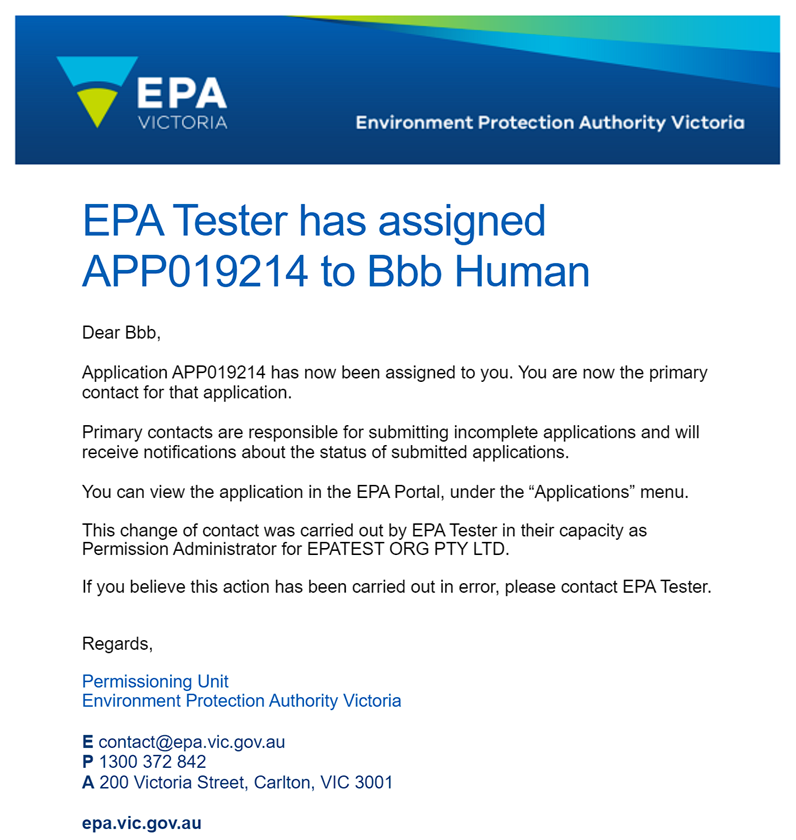 Confirmation email