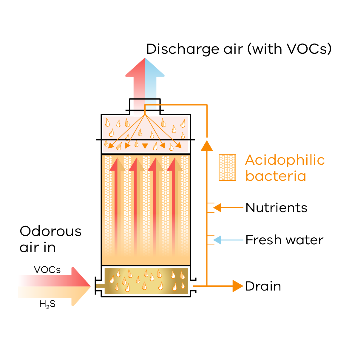 Illustration of a bioscrubber.