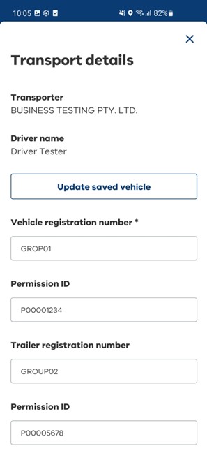 Vehicle details screen
