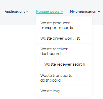 Manage waste screen