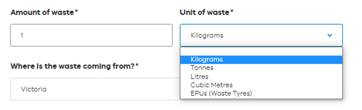 Amount of waste - EPUs