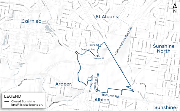 Map of Sunshine closed landfills