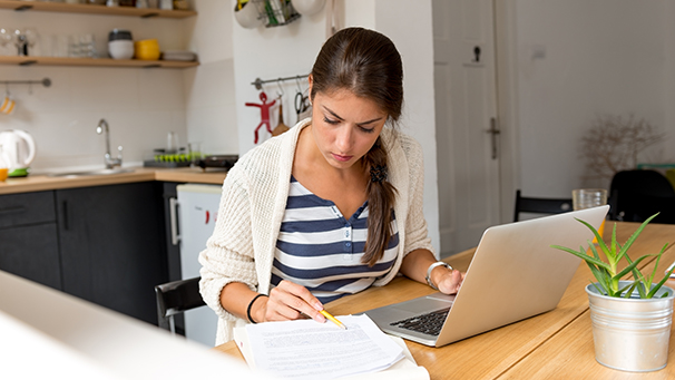 Woman using a laptop