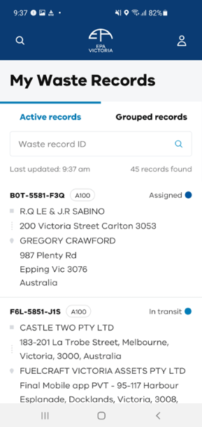 Find waste record