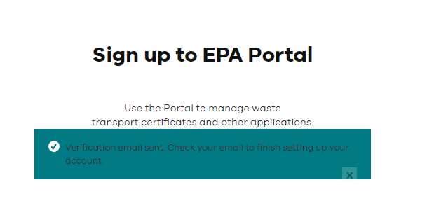 epa portal confirmation window