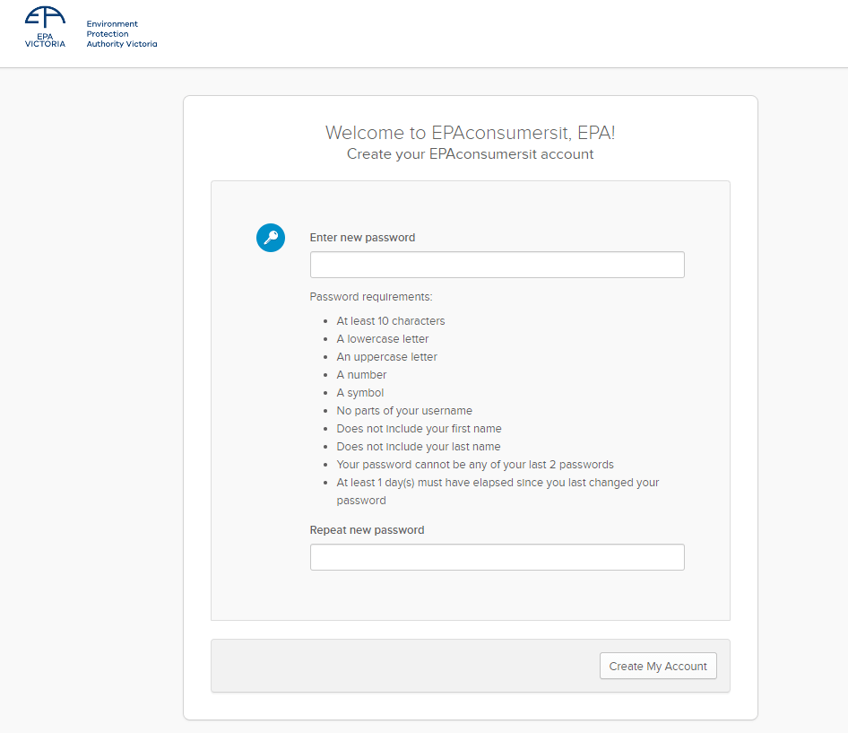 Create portal password