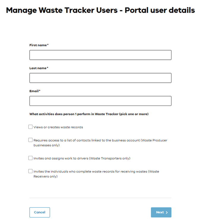 Portal user details screen