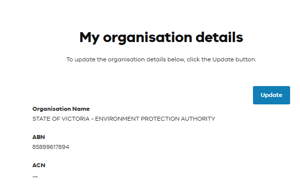 My organisation details