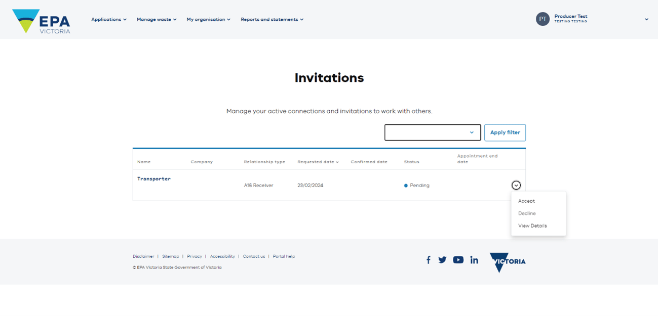 Accept invitation
