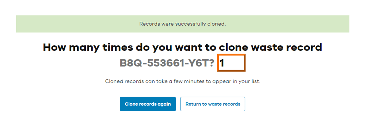 confirmation message