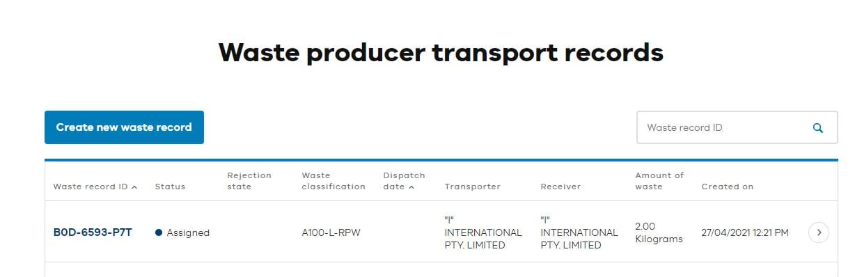 Waste producer dashboard