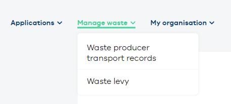 Manage waste menu