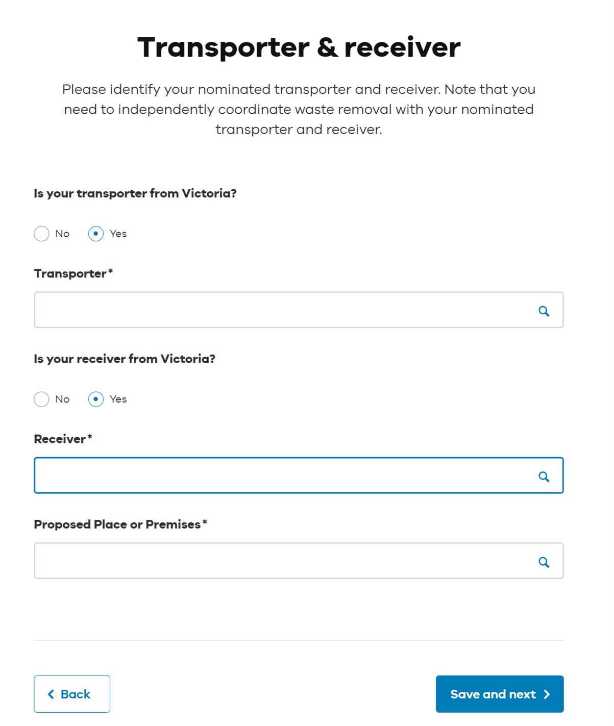 Transporter and receiver details