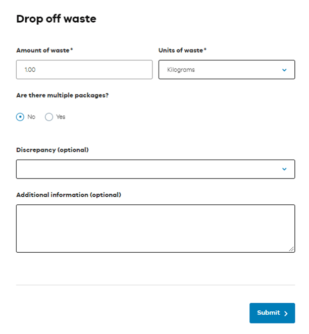 Drop off waste