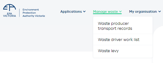 Waste Tracker Manage waste menu