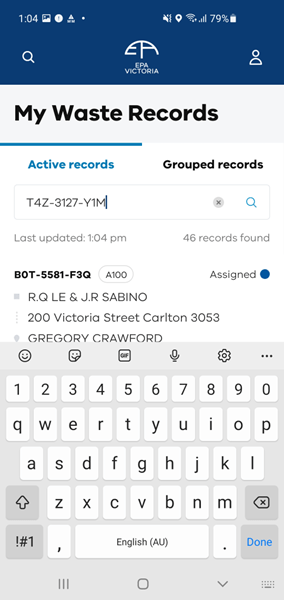 Find waste record