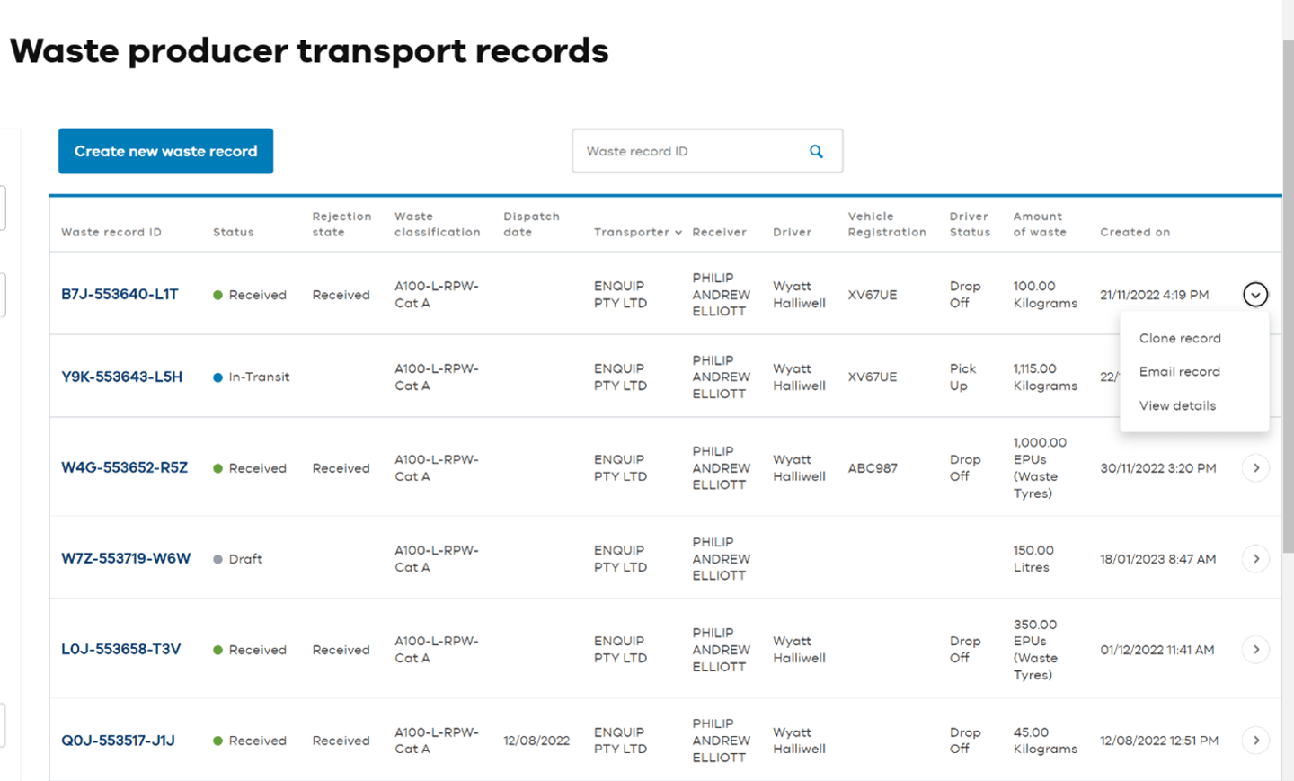 How to email a waste record using Waste Tracker | epa.vic.gov.au