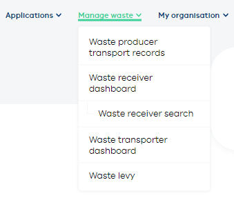 Manage waste menu