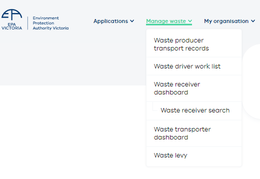 Manage waste menu