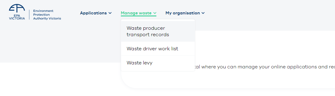 Manage waste menu
