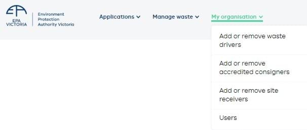 My organisation menu