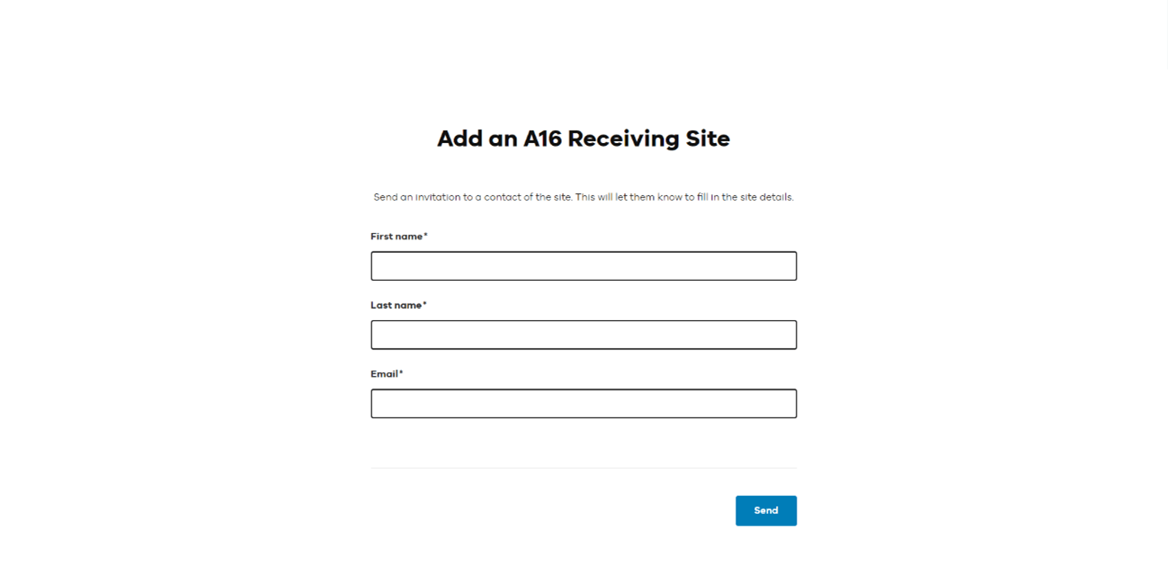 Fill in A16 receiver details