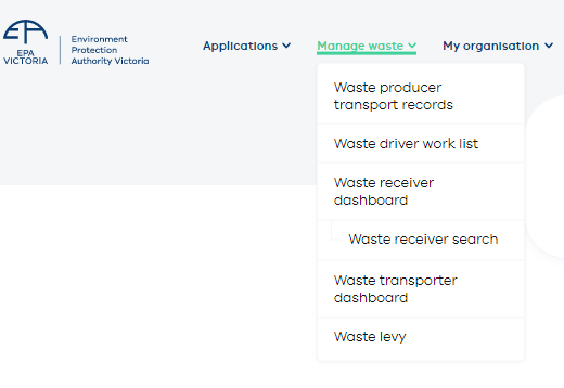 Manage waste menu