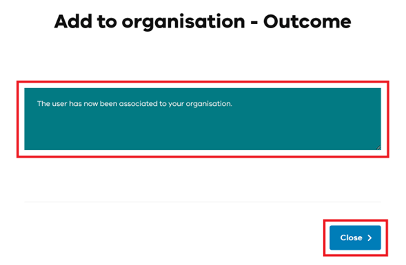 Verify the outcome message
