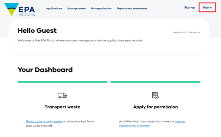 View permission information associated with your organisation | epa.vic ...