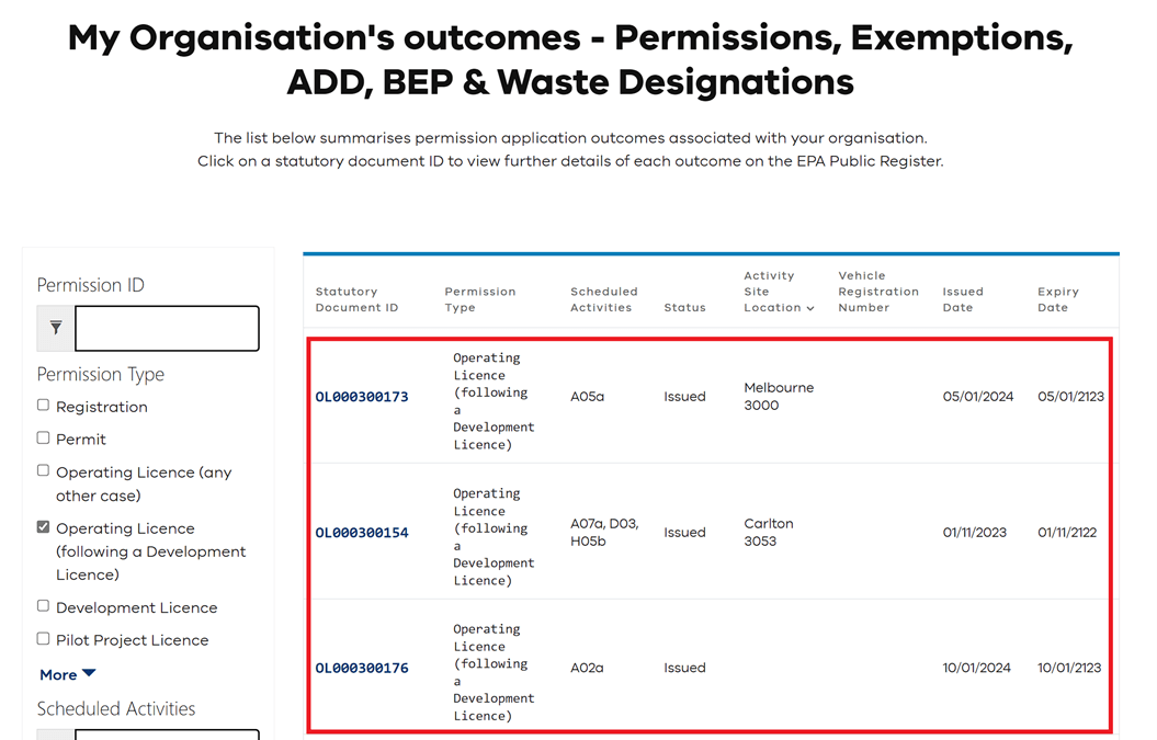 View permission outcomes