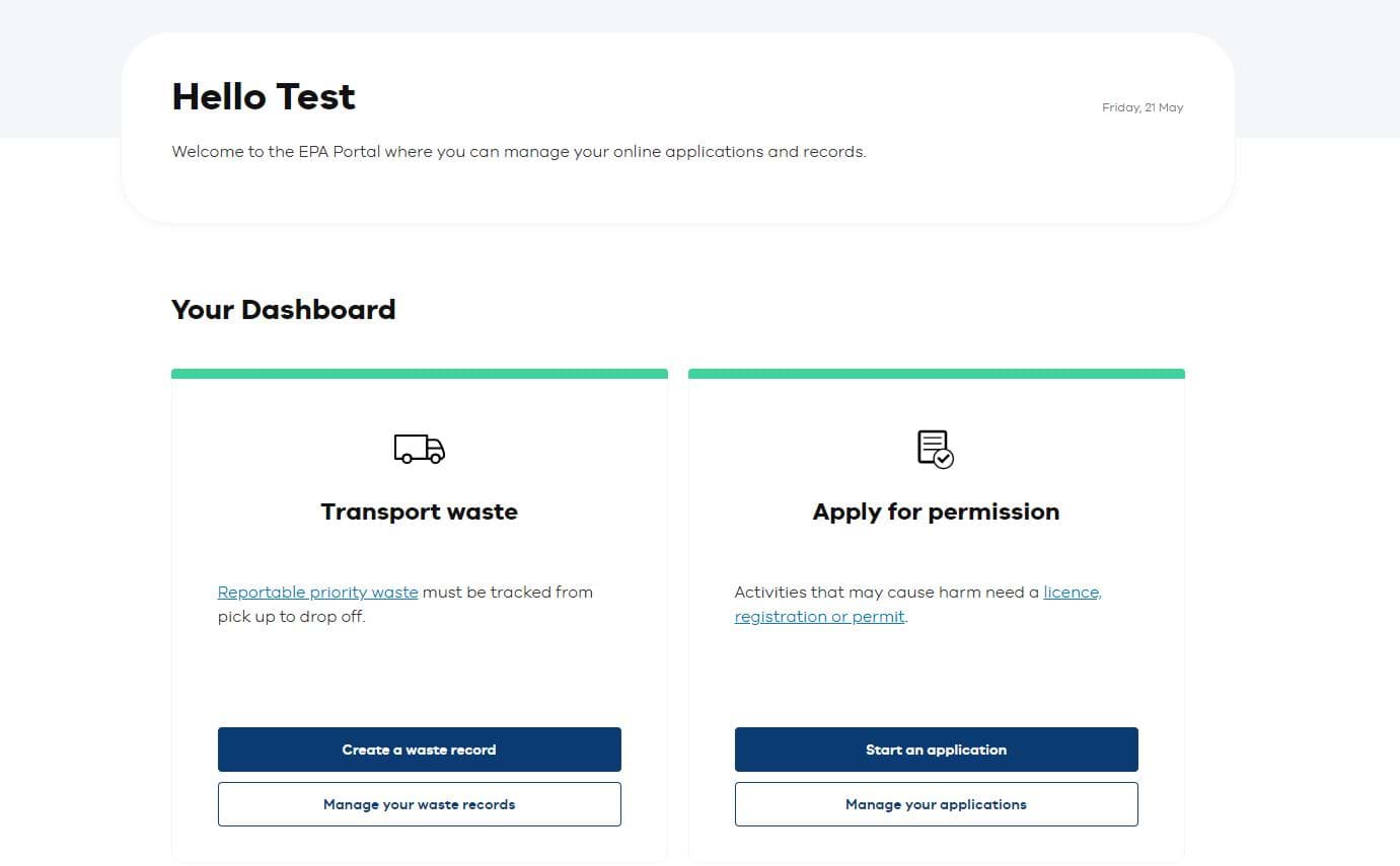 EPA waste tracker log in
