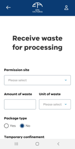 Receive waste for processing