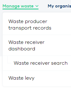 Manage waste menu
