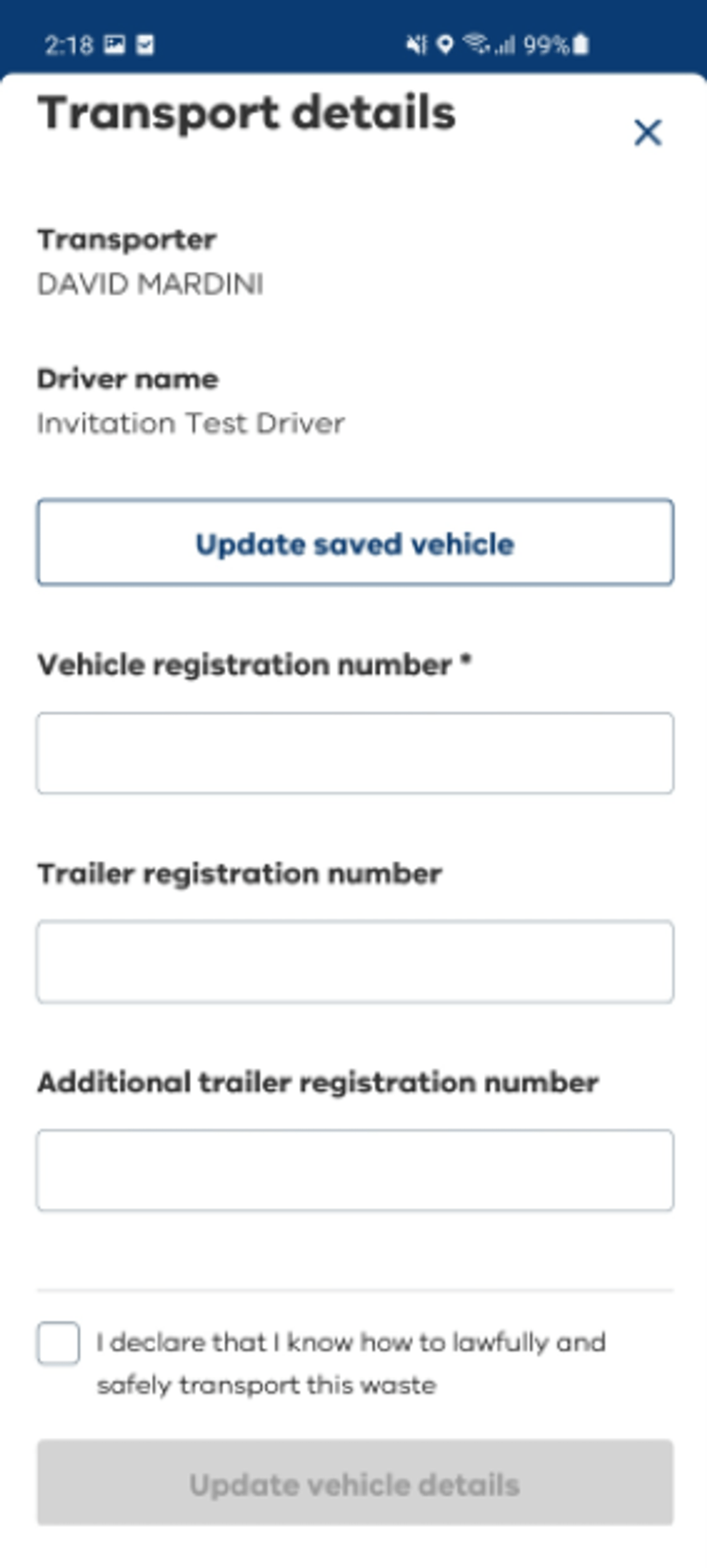 How to save vehicle details to a driver profile on the Waste Tracker ...