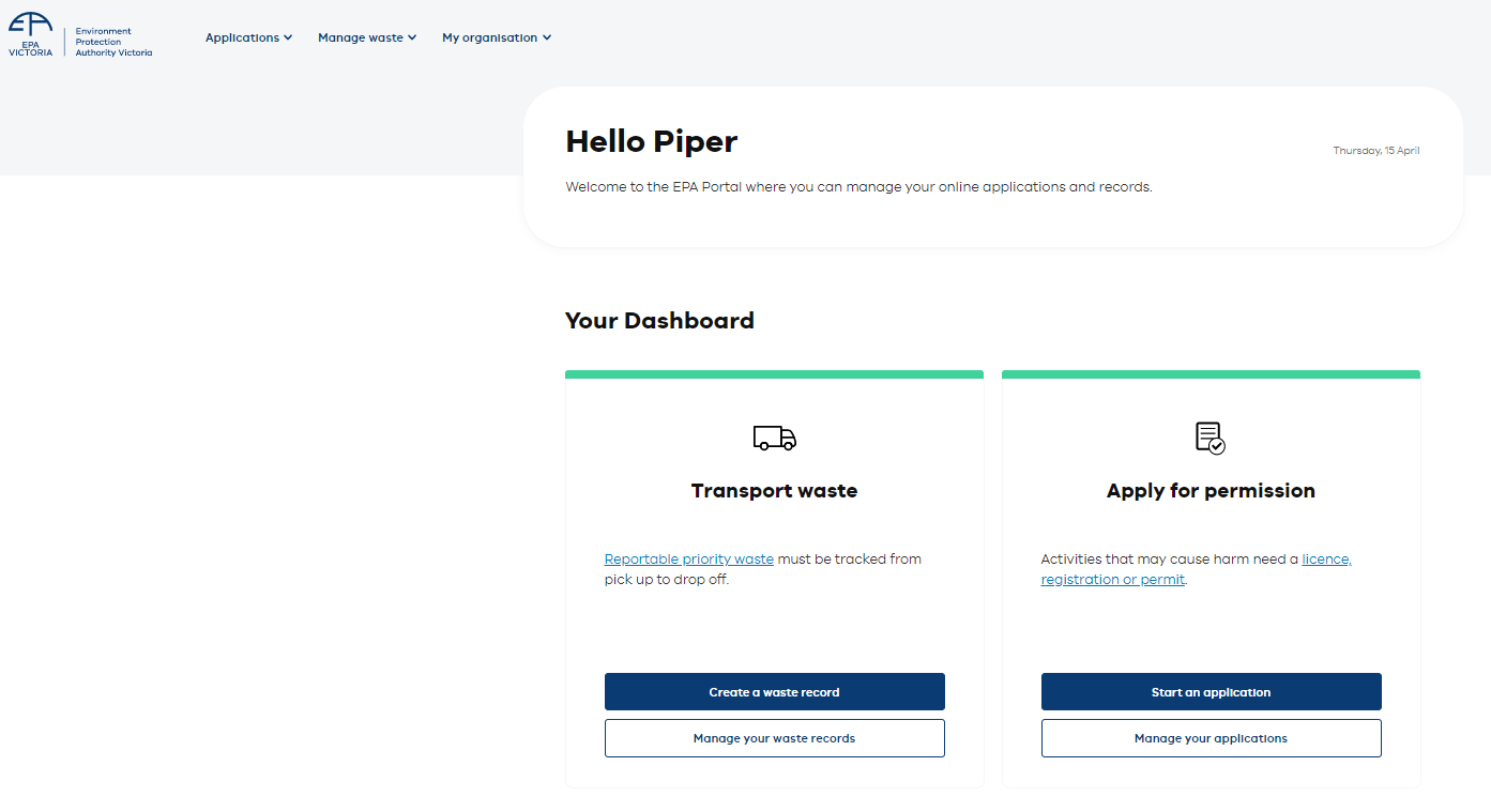 EPA waste tracker login