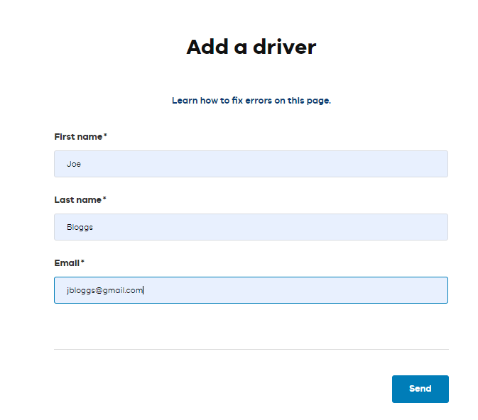 Insert new driver details