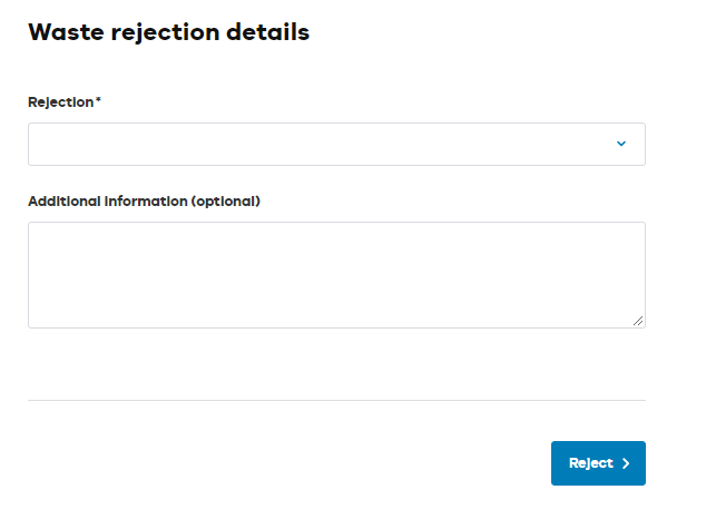 Waste rejection details