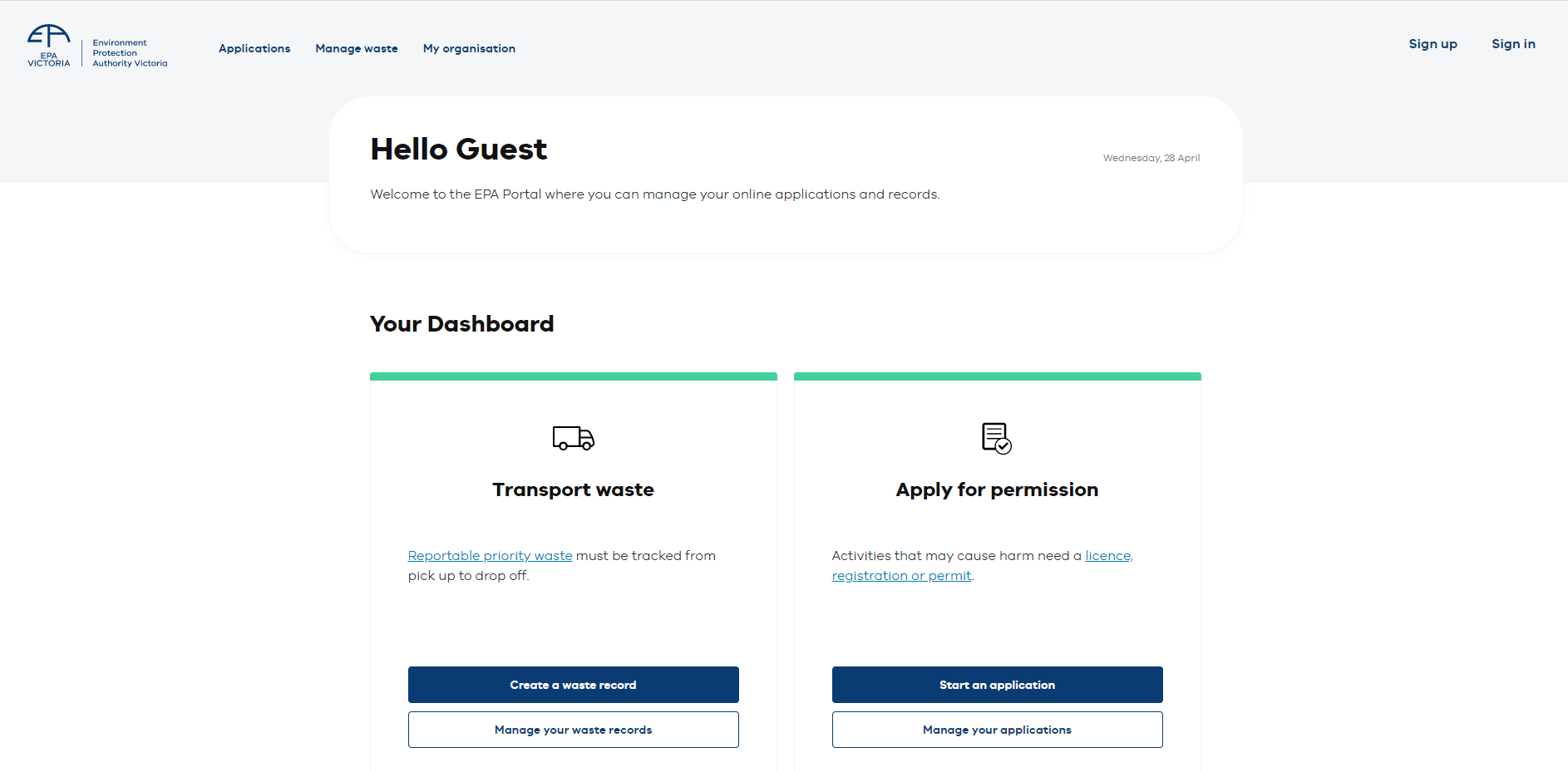 EPA waste tracker login