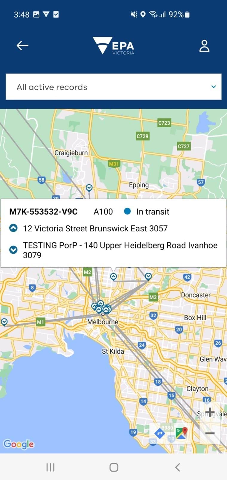 Select pin on the map